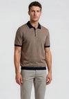 Bugatti Contrast Trim Polo Shirt, Brown & Navy