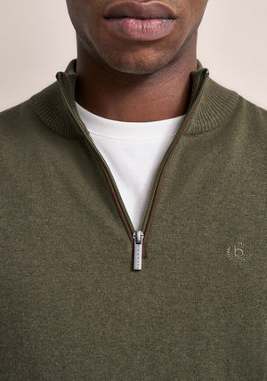 Bugatti Quarter Zip Knit Sweater, Green