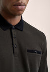 Bugatti Long Sleeve Pattern Polo Shirt, Khaki & Navy
