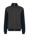Bugatti Full Zip Houndstooth Sweatshirt, Khaki & Navy