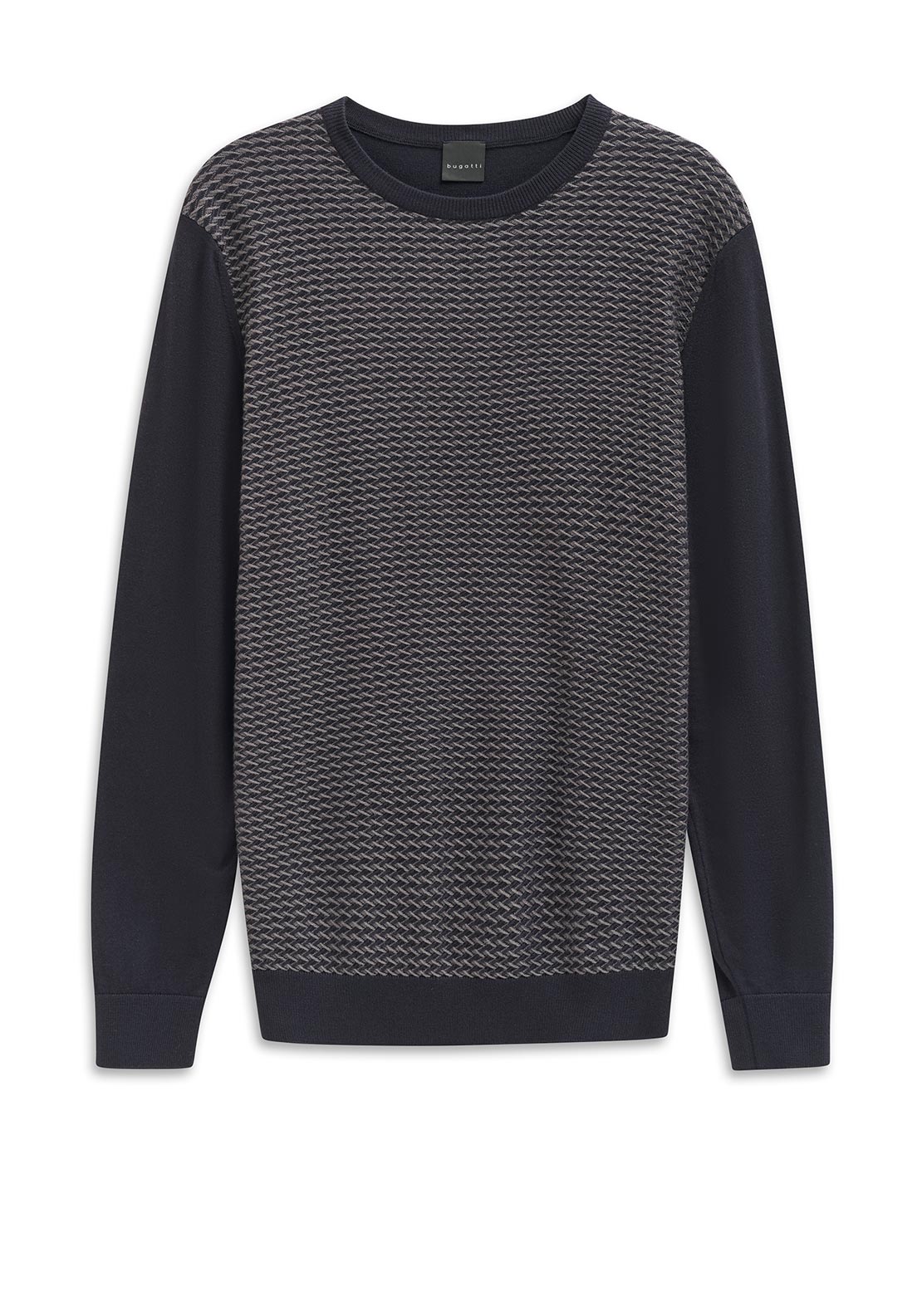 Bugatti Textured Knit Sweater, Navy & Grey Multi