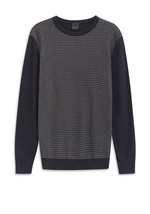 Bugatti Textured Knit Sweater, Navy & Grey Multi