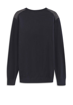 Bugatti Textured Knit Sweater, Navy & Grey Multi