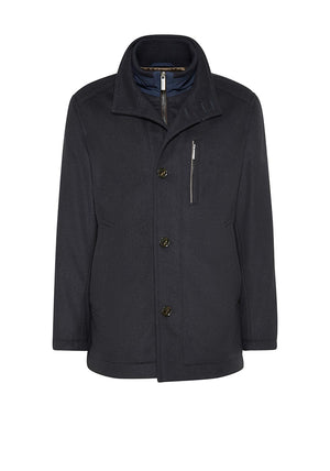 Bugatti Dual Layer Woollen Overcoat, Navy