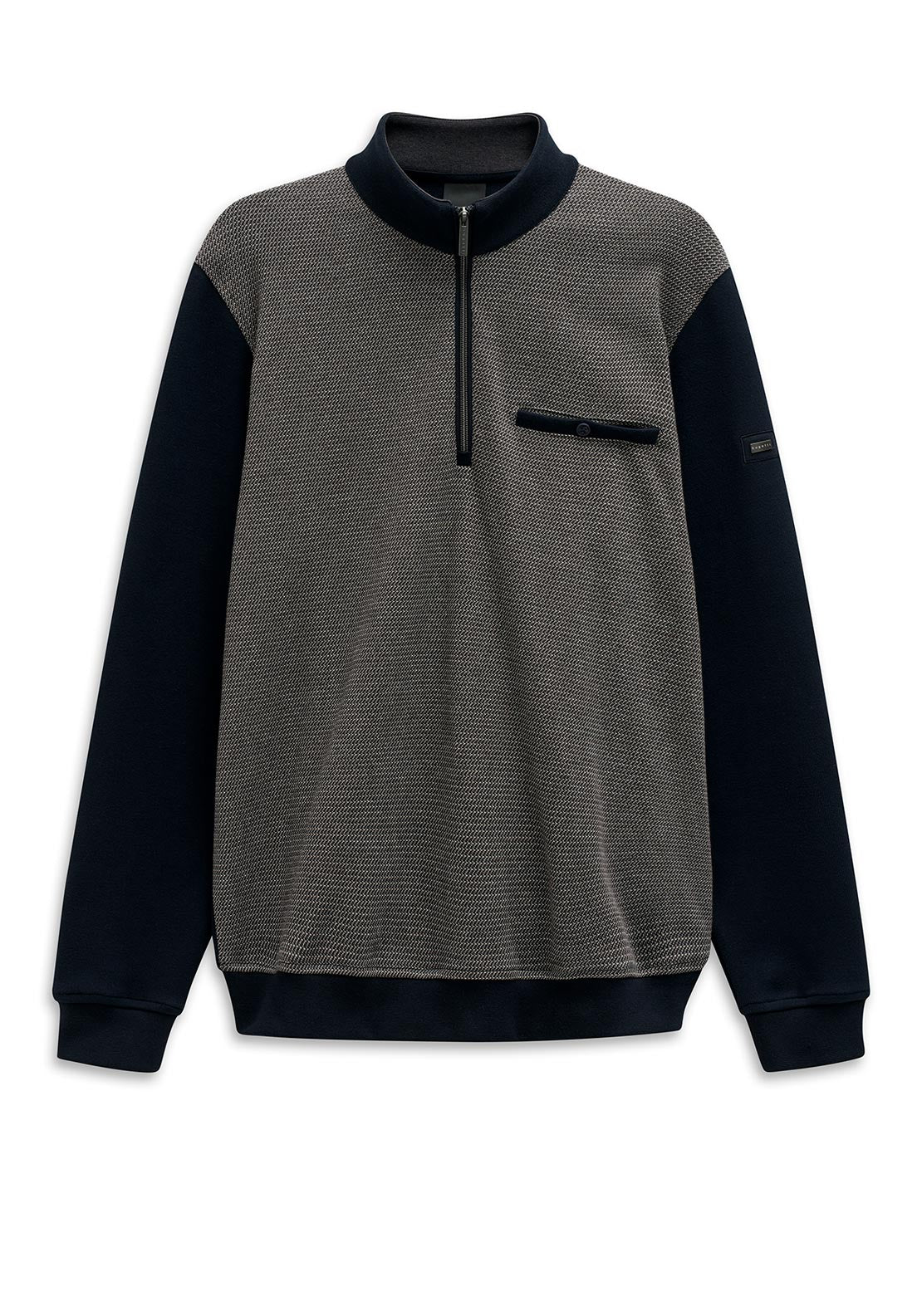 Bugatti Contrast Sleeve Half Zip Sweatshirt, Navy Multi