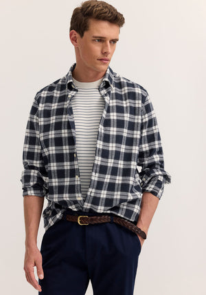 Bugatti Soft Cotton Check Shirt, Navy Multi