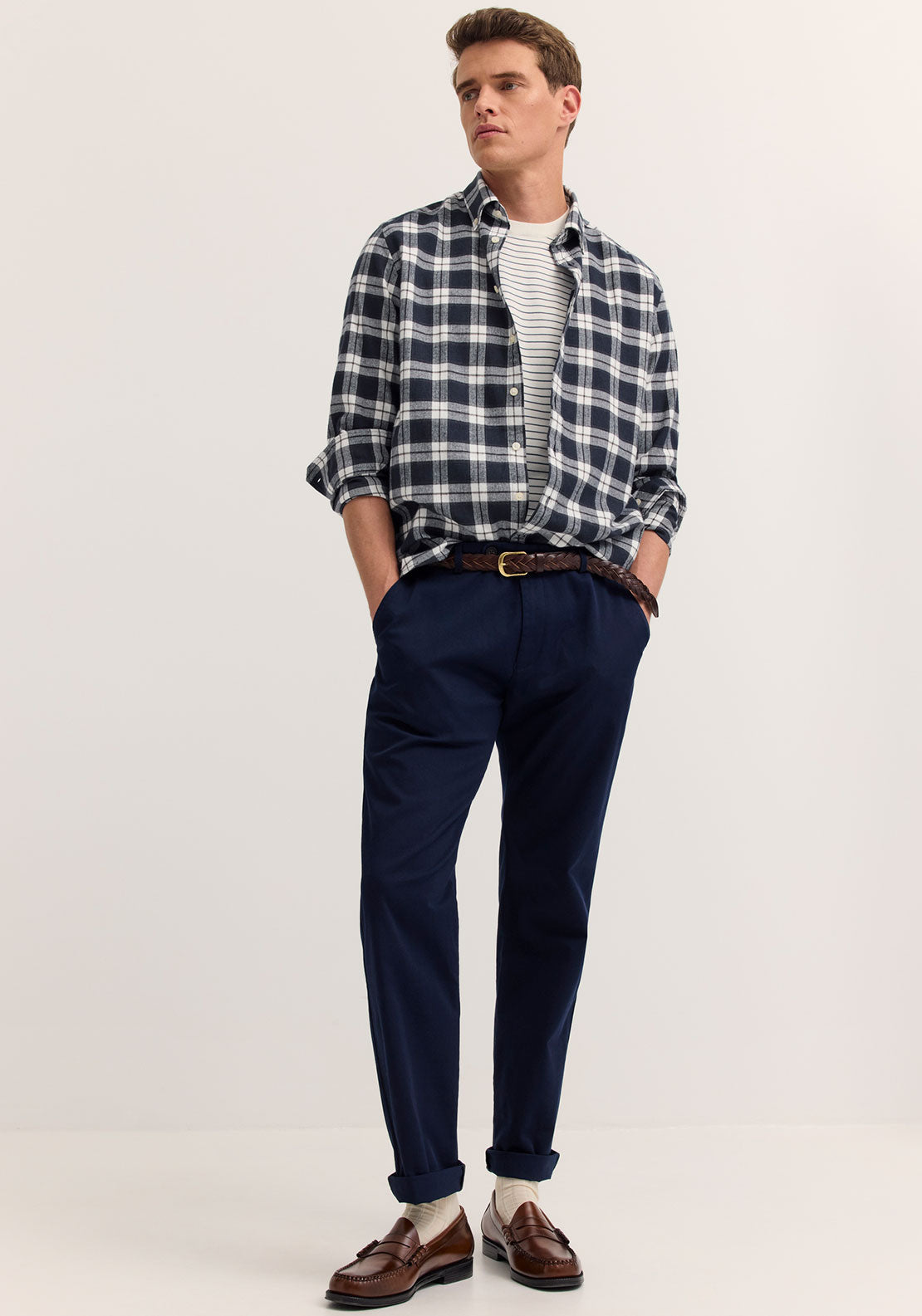 Bugatti Soft Cotton Check Shirt, Navy Multi