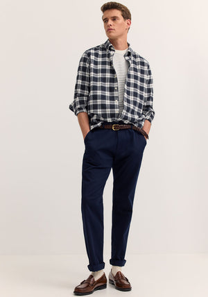 Bugatti Soft Cotton Check Shirt, Navy Multi