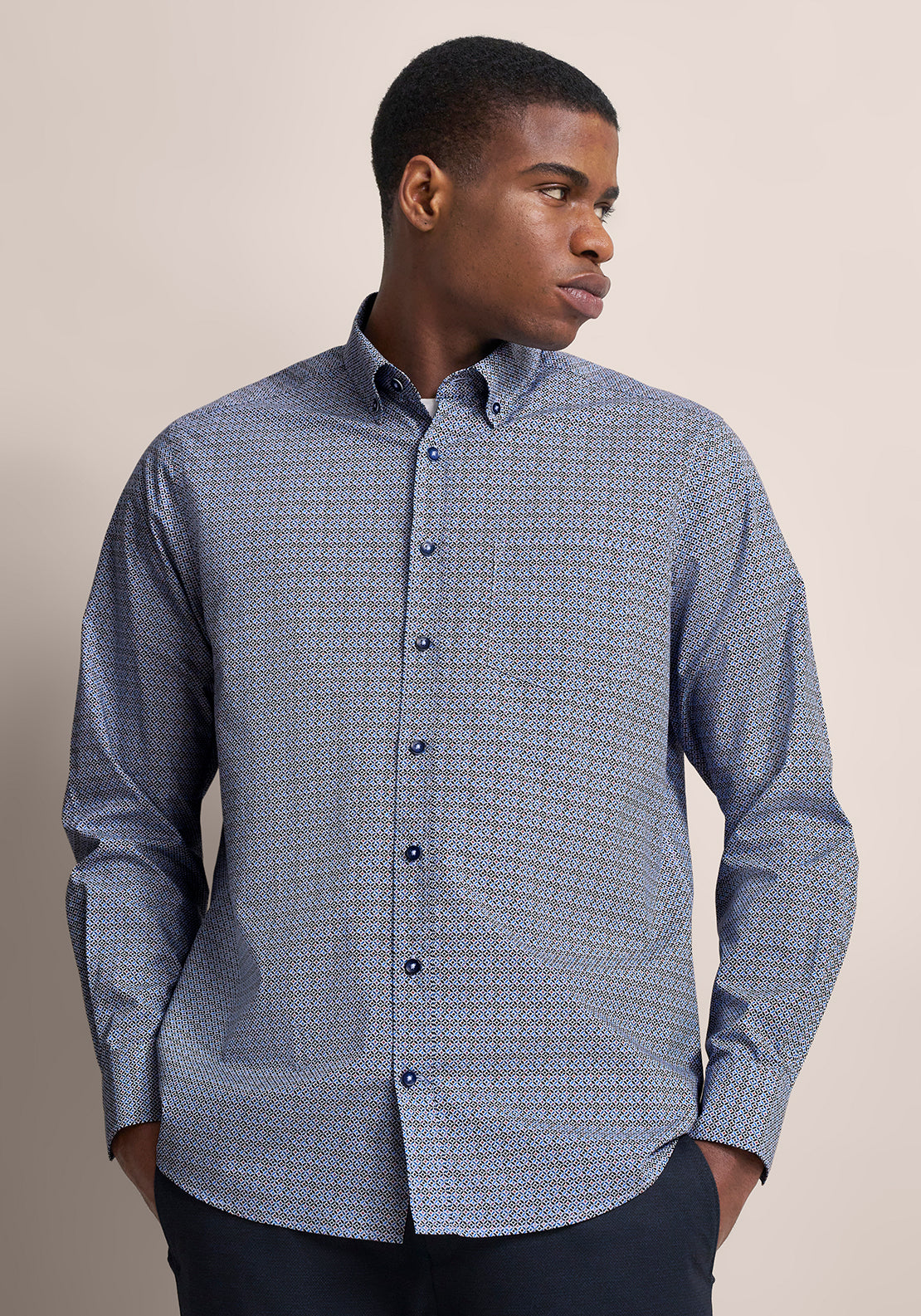 Bugatti Geo Print Shirt, Blue Multi