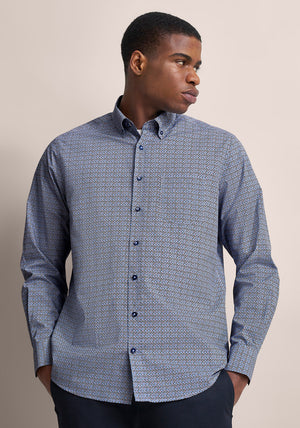 Bugatti Geo Print Shirt, Blue Multi