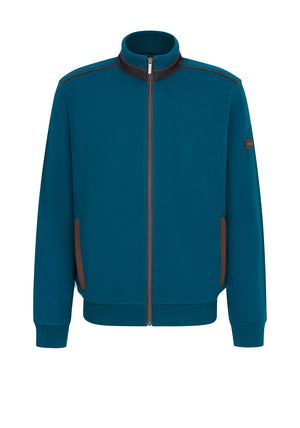 Bugatti Full Zip Contrast Trim Sweatshirt, Teal