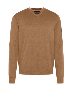 Bugatti V Neck Sweater, Camel