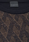 Bugatti Two Tone O Neck Knit Sweater, Navy & Brown