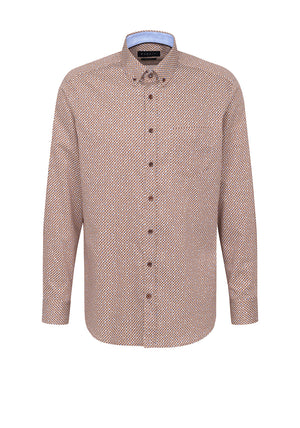 Bugatti Geo Print Shirt, Brown & Blue