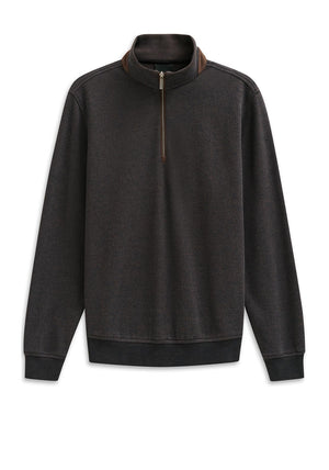 Bugatti Quarter Zip Chevron Knit Sweatshirt, Taupe & Navy