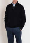 Bugatti Quarter Zip Waffle Knit Sweater, Navy