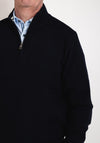 Bugatti Quarter Zip Waffle Knit Sweater, Navy