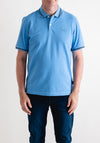 Bugatti Stripe Collar Polo Shirt, Sky