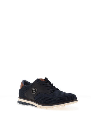 Bugatti Knit Texture Casual Laced Shoes, Dark Blue