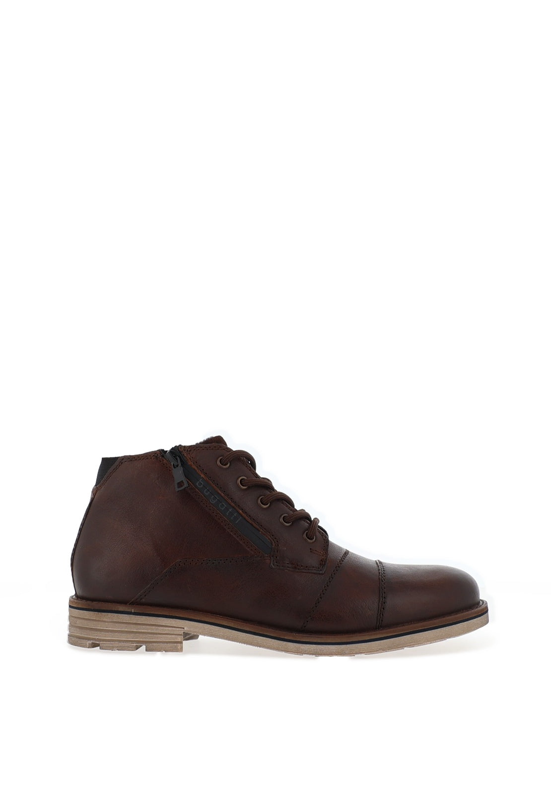 Bugatti Side Zip Chukka Boots, Dark Brown