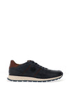 Bugatti Side Zip Elasticated Lace Trainers, Dark Blue