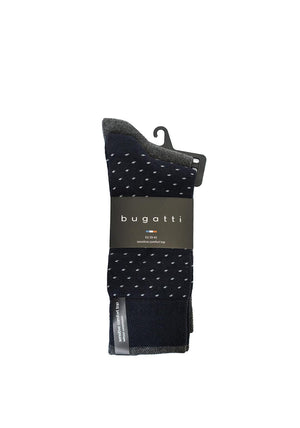 Bugatti 2 Pack Pin Dot Socks, Navy & Grey