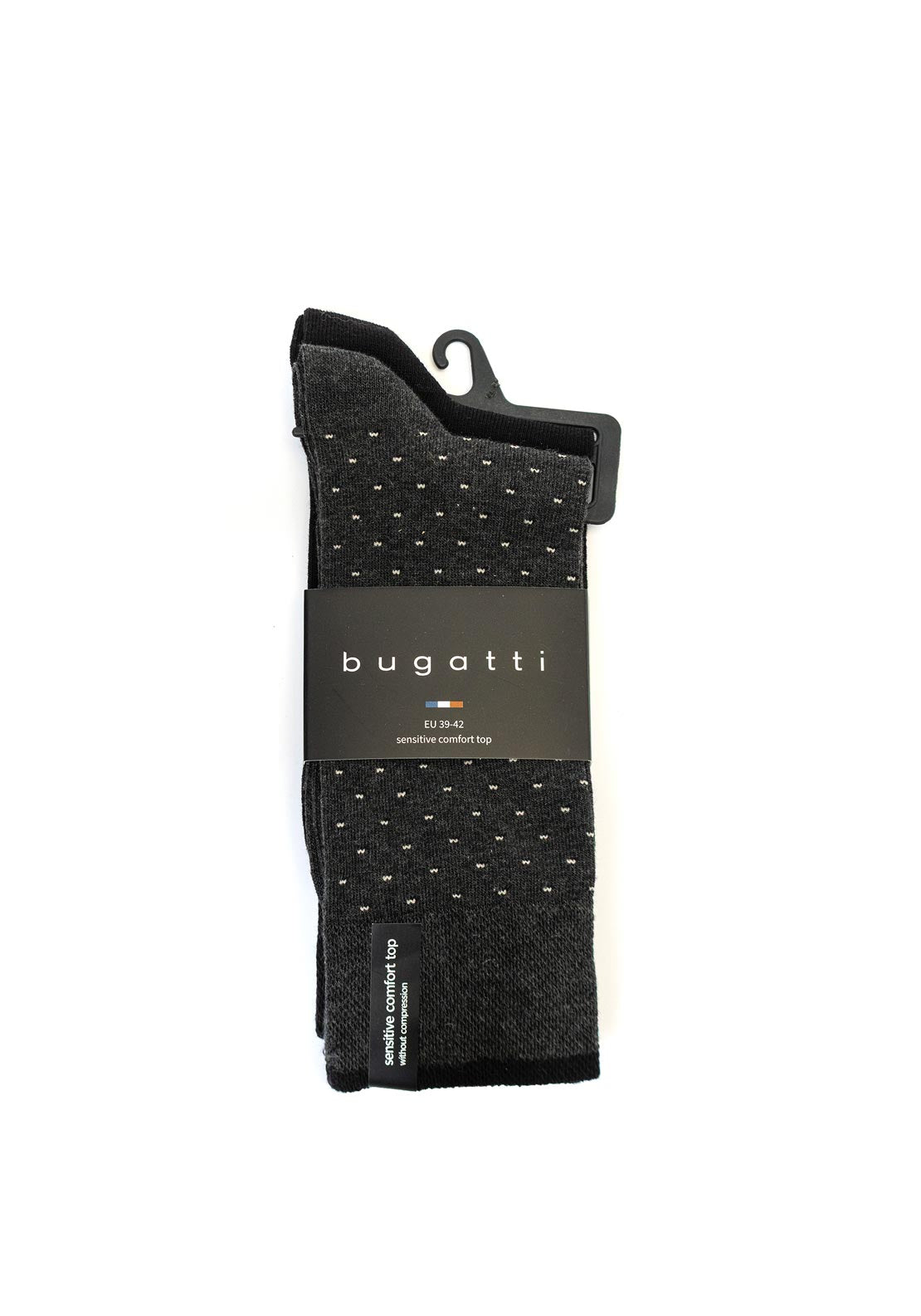 Bugatti 2 Pack Pin Dot Socks, Black & Grey
