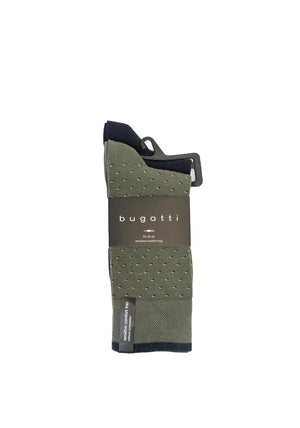 Bugatti 2 Pack Pin Dot Socks, Navy & Green