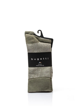 Bugatti 2 Pack Sensitive Comfort Top Chevron Socks, Green