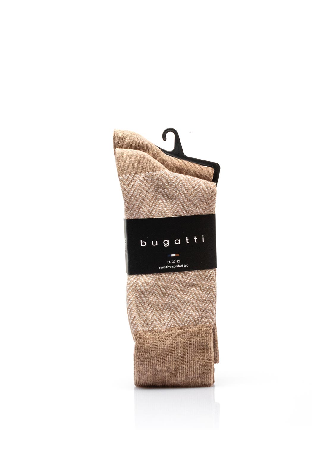 Bugatti 2 Pack Sensitive Comfort Top Chevron Socks, Beige