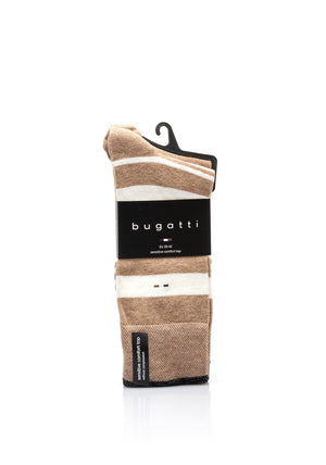 Bugatti 2 Pack Sensitive Comfort Top Stripe Socks, Beige