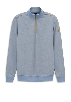 Bugatti Texture Knit Quarter Zip Sweatshirt, Light Blue