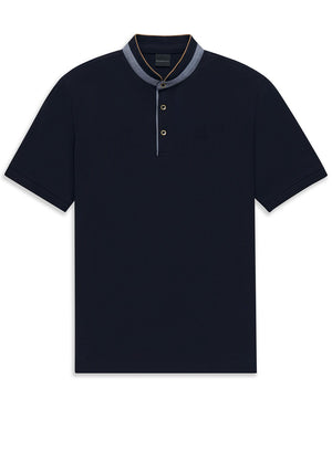 Bugatti Grandad Collar Polo Shirt, Navy