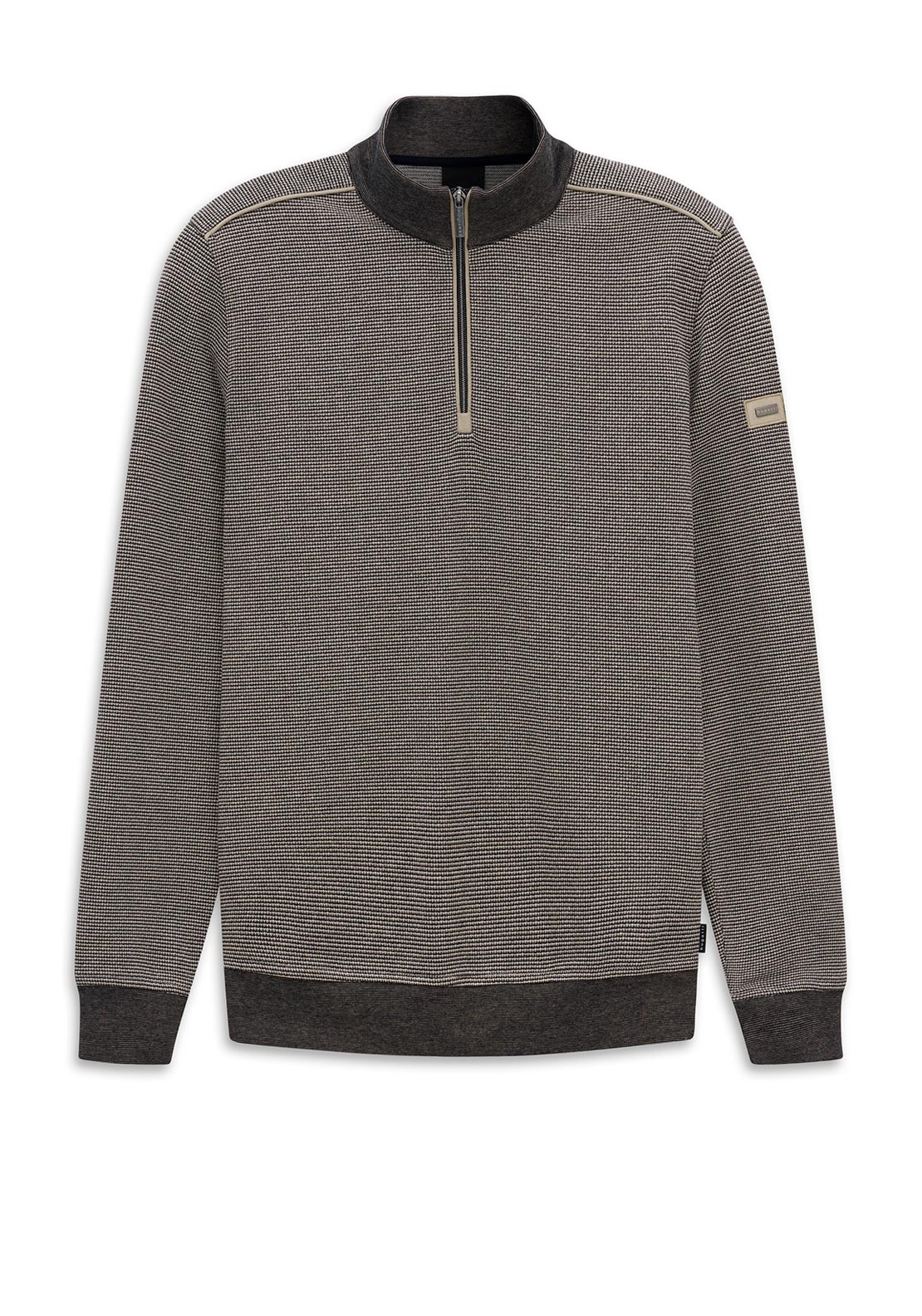 Bugatti Texture Knit Quarter Zip Sweatshirt, Taupe Multi
