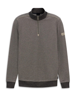 Bugatti Texture Knit Quarter Zip Sweatshirt, Taupe Multi