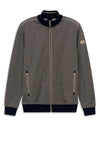 Bugatti Full Zip Jacquard Pattern Sweatshirt, Navy & Beige