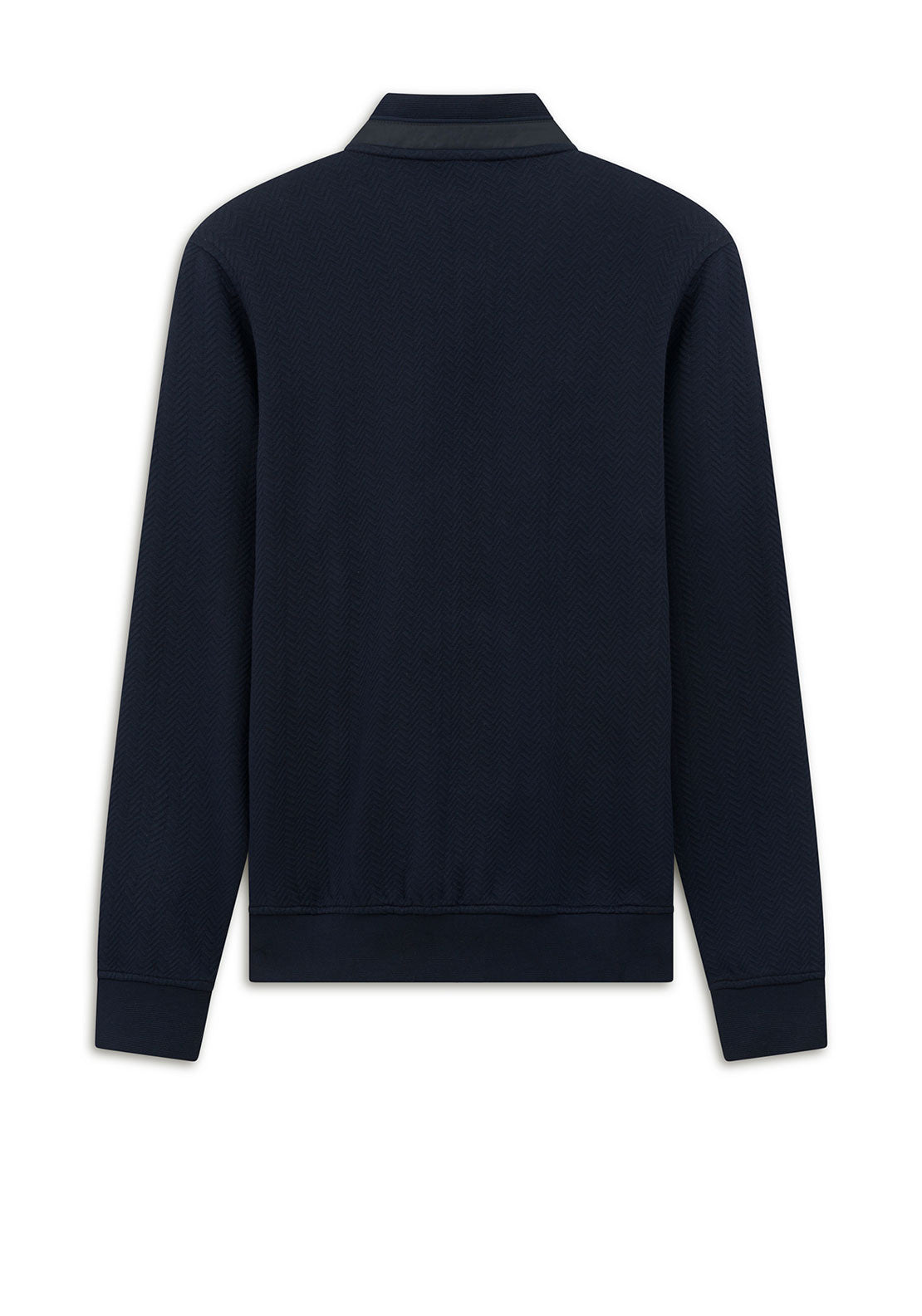 Bugatti Herringbone Knitted Bomber Jacket, Navy