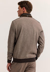 Bugatti Textured Cotton Half Zip Sweatshirt, Brown