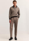 Bugatti Textured Cotton Half Zip Sweatshirt, Brown