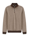 Bugatti Quarter Zip Textured Knit Sweater, Brown