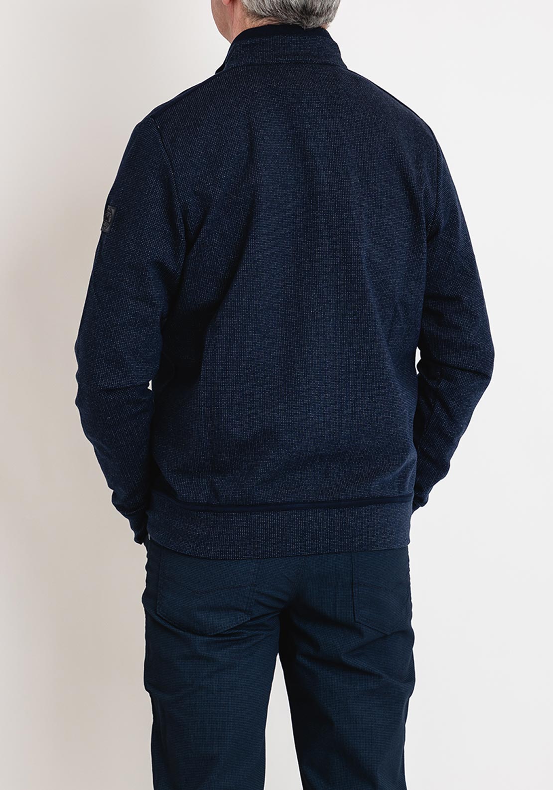 Bugatti Full Zip Birdeye Knit Sweatshirt, Navy