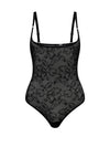 Bye Bra Lacy Open Bust Bodysuit, Black