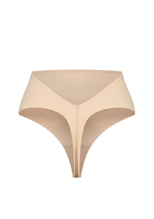 Bye Bra Low Back Mid Waist Thong, Beige