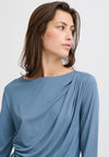 b.Young Perl Draped Long Sleeve Top, Blue