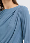 b.Young Perl Draped Long Sleeve Top, Blue