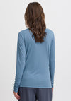 b.Young Perl Draped Long Sleeve Top, Blue