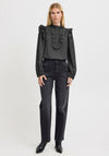 b.young Ruffle Detail Blouse, Dark Grey