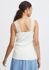 b.young Palva Lace Trim Vest Top, White