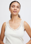b.young Palva Lace Trim Vest Top, White