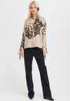 B.Young Jannike Floral Satin Bow Sleeve Shirt, Beige